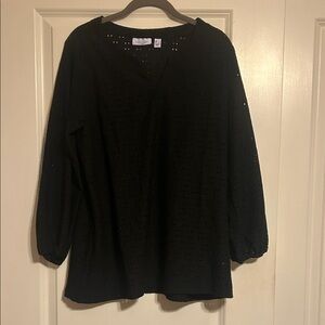 Susan Graver Black Eyelet Blouse